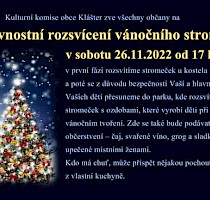 Pozvánka na zdobení a slavnostní rozsvícení vánočního stromu