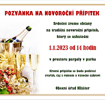 Pozvánka na novoroční přípitek 1.1.2023 od 14 hodin