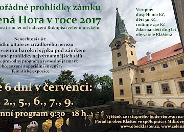 Zámek Zelená Hora - prohlídky 2017