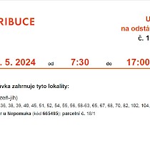 Upozornění na odstávku elektřiny - 7.5.2024